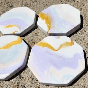 Handcrafted Coasters (4) Acrylic Paint